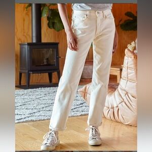 Outerknown Fillmore Boyfriend Stretch Button Fly Casual Jeans in Salt NWT